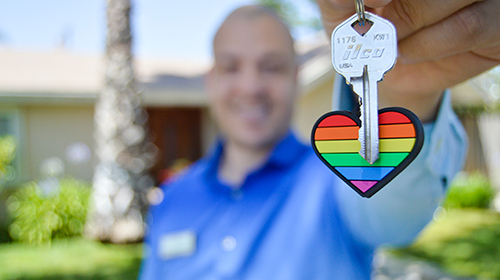 First time home owner holding keys